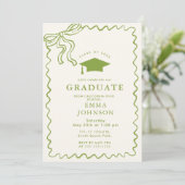 Beige Simple Line Doodles Graduation Party Einladung (Stehend Vorderseite)
