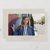 Beige Simple Modern Single Foto Abschluss Ankündigung (Vorne/Hinten)