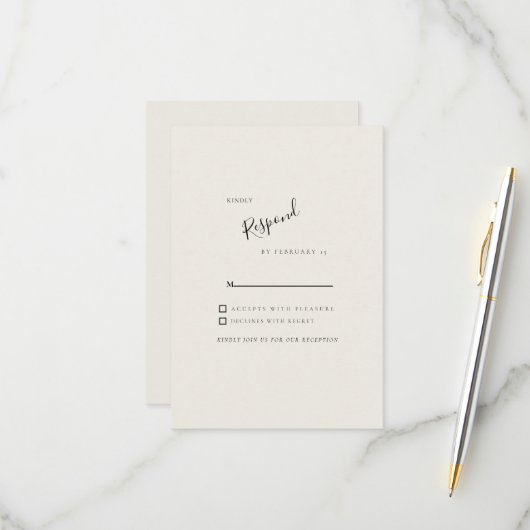 Beige Simple Modern Wedding RSVP (Vorderseite/Rückseite Beispiel)