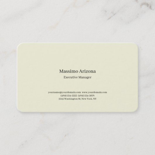 Beige Simple Schlichte Moderne Minimale Geschäftsk Visitenkarte (Vorderseite)