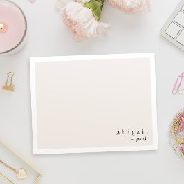 Beige Simple Script Moderne personalisiert Station Mitteilungskarte