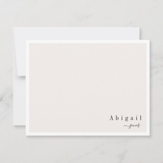 Beige Simple Script Moderne personalisiert Station Mitteilungskarte (Vorderseite)