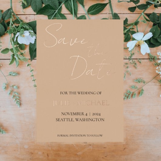 Beige Simple Style Wedding Save the Date Folieneinladung