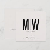 Beige Sleek Square Monogram Wedding Save the Date (Vorne/Hinten)