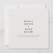 Beige Sleek Square Monogram Wedding Save the Date (Rückseite)
