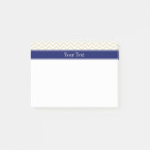 Beige SLg Zickzack Navy Name Monogram Post-it Klebezettel (Vorderseite)