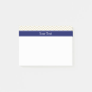 Beige SLg Zickzack Navy Name Monogram Post-it Klebezettel