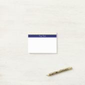Beige SLg Zickzack Navy Name Monogram Post-it Klebezettel (Auf Schreibtisch)