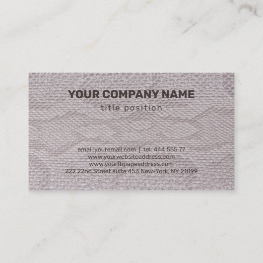 Beige Snakeskin Business Card Visitenkarte (Rückseite)