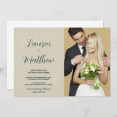 Beige Snow Hochzeit Einladungen mit Foto (Vorne/Hinten)