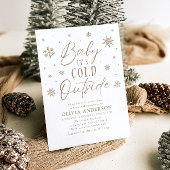 Beige Snowflake Baby Es ist kalt draußen Babydusch Einladung