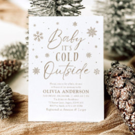 Beige Snowflake Baby Es ist kalt draußen Babydusch Einladung