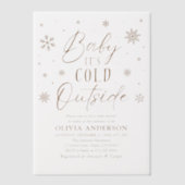 Beige Snowflake Baby Es ist kalt draußen Babydusch Pergament Einladungen (Vorderseite)