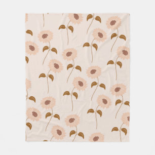 Beige Sonnenblume Tropische Blumen Botanische Früh Fleecedecke