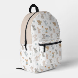 Beige Sphynx-Katzen-Muster Individuelle Monogramm  Bedruckter Rucksack