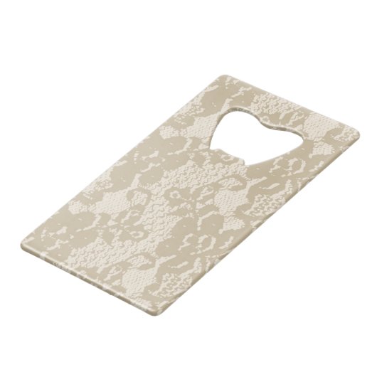 Beige Spitze Geldkarten Flaschenöffner (Rückseite Schrägansicht)