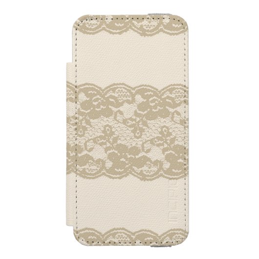 Beige Spitze Incipio iPhone Geldbeutel-Hülle (Folio Vorderseite)