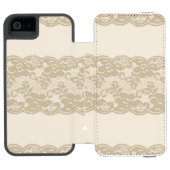 Beige Spitze Incipio iPhone Geldbeutel-Hülle (Folio Geöffnet)