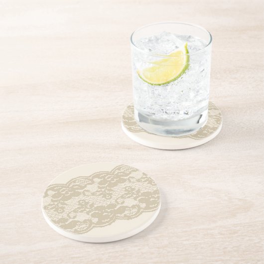 Beige Spitze Sandstein Untersetzer (Seite)