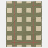 Beige Squares on Green Background With Red Grid Fleecedecke (Vorderseite)