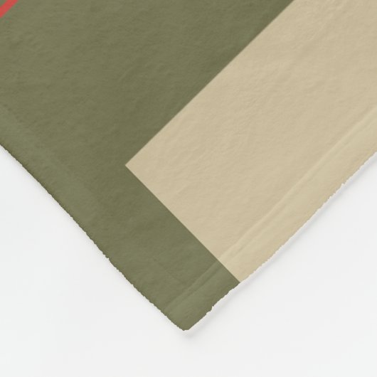 Beige Squares on Green Background With Red Grid Fleecedecke (Ecke)