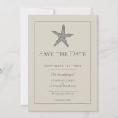 Beige Starfish Monogram Foto Save The Date (Vorderseite)
