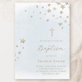 beige stars on pastel blue sky | Baptism  Einladung