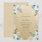 Beige Steel Leaf Hochzeit Einladung (Vorne/Hinten)