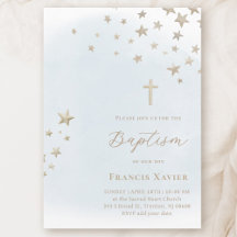 beige Sterne auf pastellblauem Himmel | Taufe