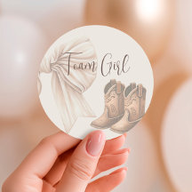 Beige Stiefel oder Bows Gender Reveal Team Girl