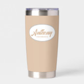 Beige Stilisierter Hochzeitsslifter Trauzeuge Thermobecher (Vorderseite)