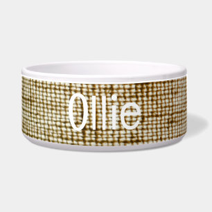 Beige Stoffschale mit OLLIE Text Napf