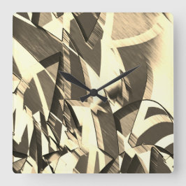 Beige Streifen auf einem braunen, tropfenden Bild Quadratische Wanduhr