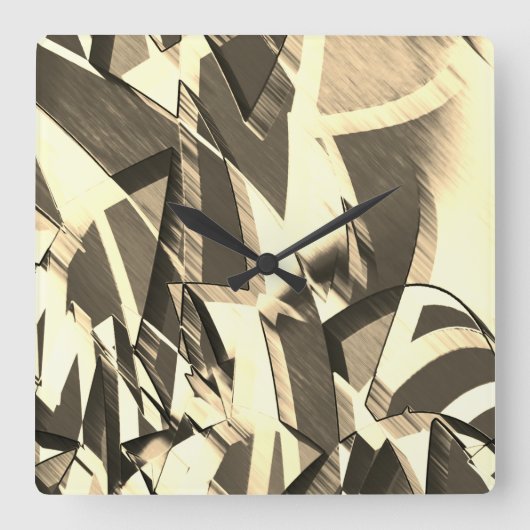 Beige Streifen auf einem braunen, tropfenden Bild Quadratische Wanduhr (Vorderseite)