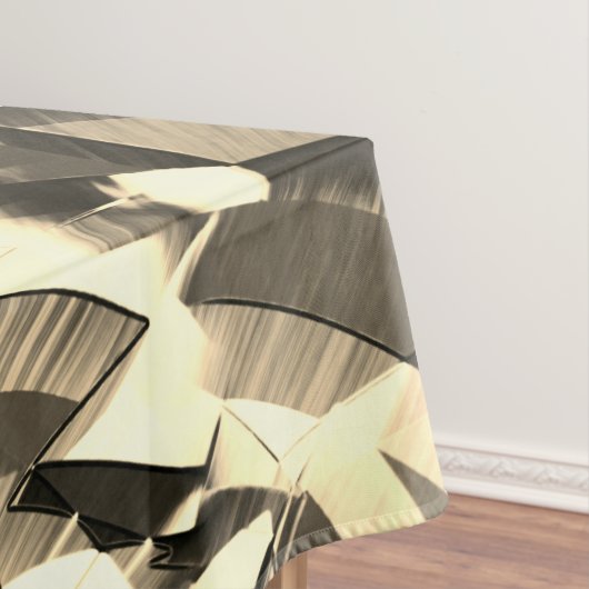 Beige Streifen auf einem braunen, tropfenden Bild Tischdecke (Beispiel)