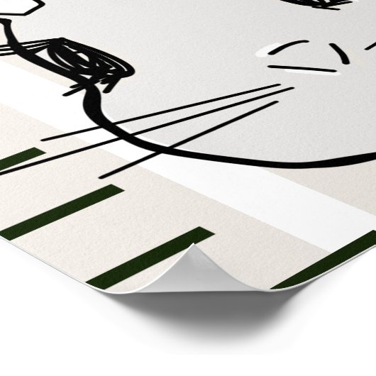 Beige Streifen Bunny Rabbit Growth Chart Poster (Ecke)