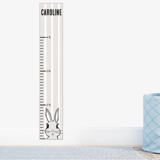 Beige Streifen Bunny Rabbit Growth Chart Poster
