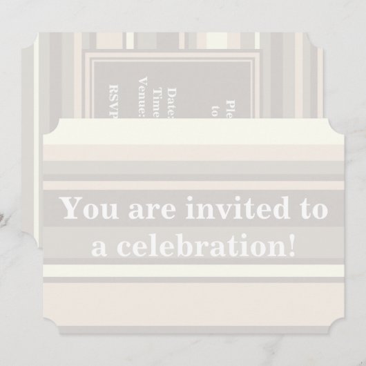 Beige Streifen Einladung (Vorne/Hinten)
