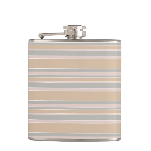Beige Streifen Flachmann (Vorderseite)