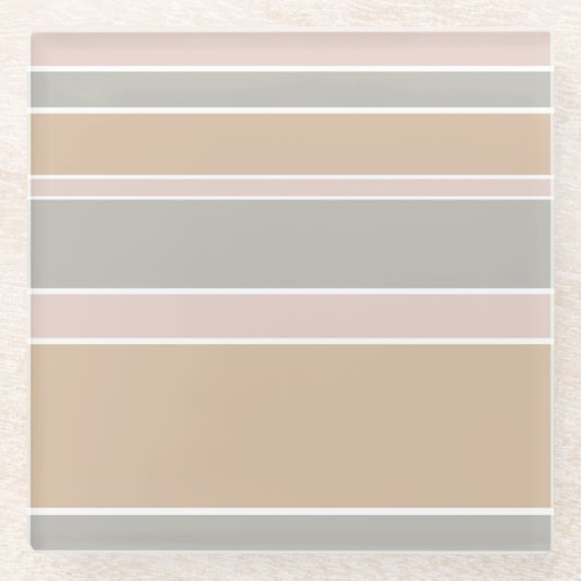 Beige Streifen Glasuntersetzer (Vorderseite)