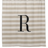 Beige Streifen große Monogramm | Bauernhof Badezim Duschvorhang (Vorderseite)