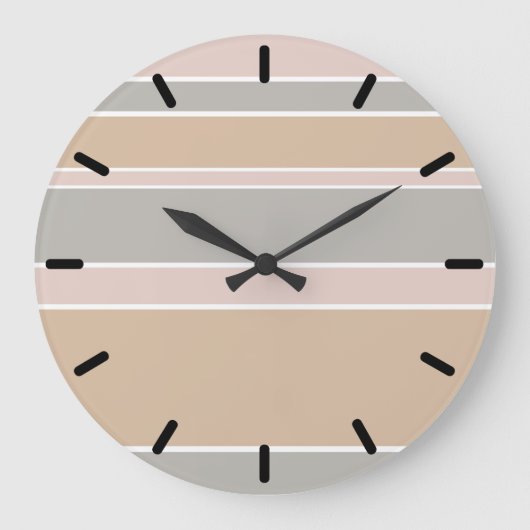 Beige Streifen Große Wanduhr (Vorderseite)