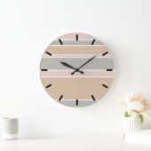 Beige Streifen Große Wanduhr (Zuhause)