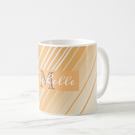 Beige Streifen Kaffeetasse (VorderseiteRechts)