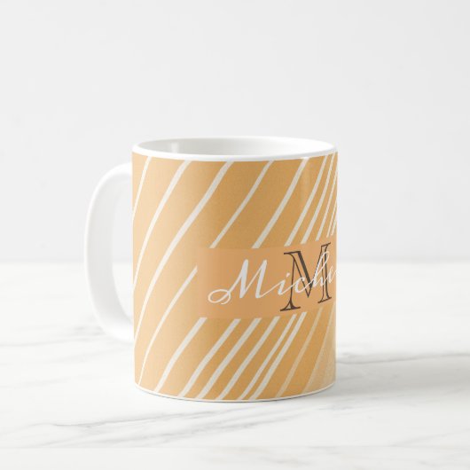 Beige Streifen Kaffeetasse (Vorderseite Links)