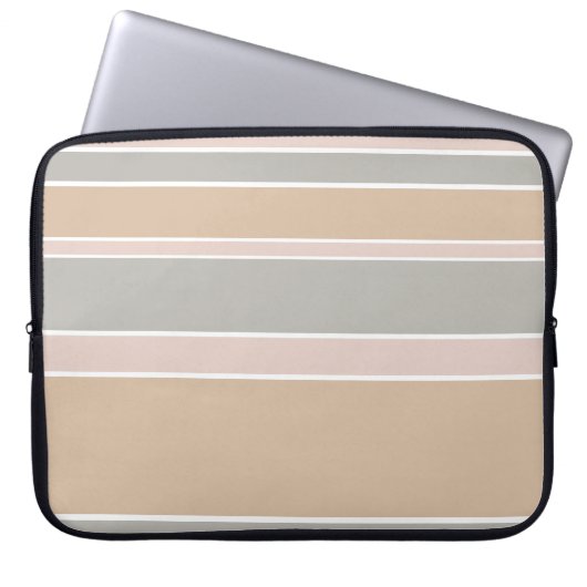 Beige Streifen Laptopschutzhülle (Vorderseite)