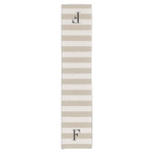 Beige Streifen Monogramm | Modernes Bauernhaus Kurzer Tischläufer (Vorderseite)