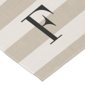 Beige Streifen Monogramm | Modernes Bauernhaus Kurzer Tischläufer (Ecke)