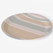 Beige Streifen Pappteller (Schrägansicht)