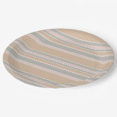 Beige Streifen Pappteller (Schrägansicht)